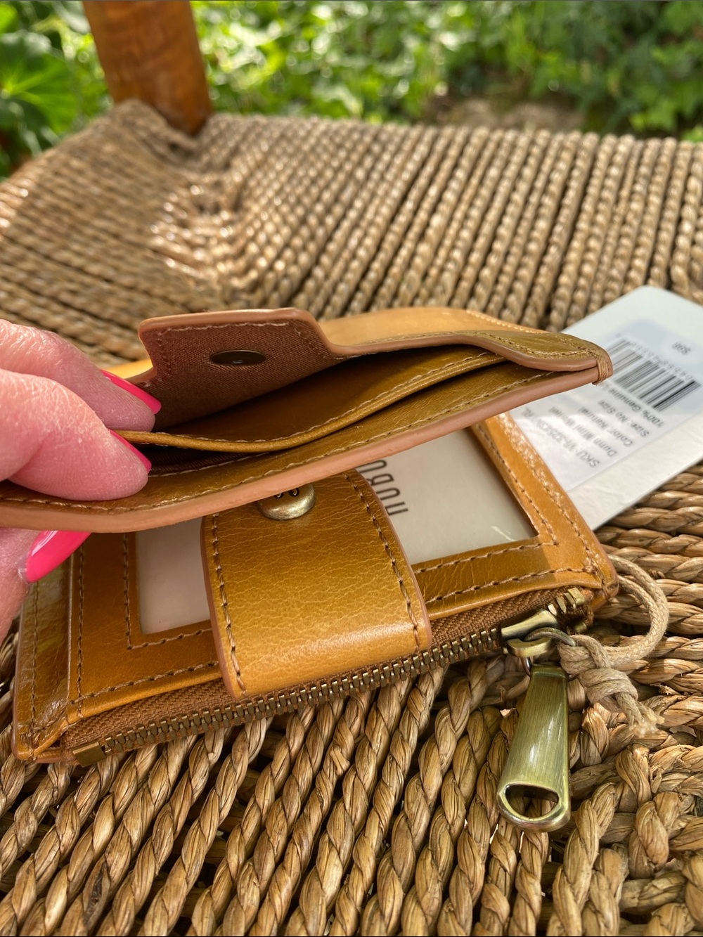 HOBO Tan Leather Snap Card Wallet - Picture 3 of 8